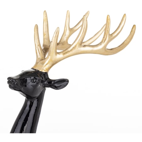 Figurka - leżący jeleń ciemnobrązowy 22x20x8 cm BALLERA z derką w szachownicę