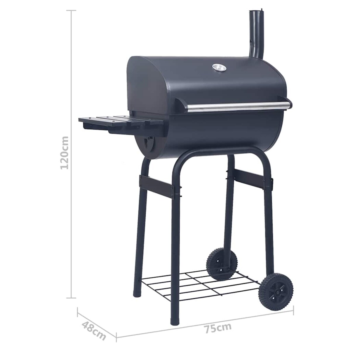 vidaXL Grill ogrodowy z wędzarnią i dolną półką, czarny