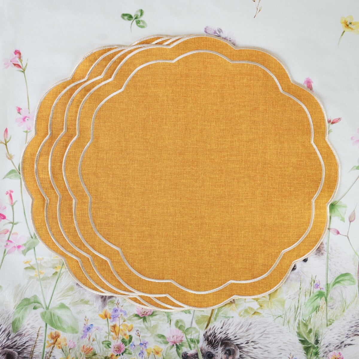 Haftowane podkładki Yellow Petali - 4 sztuki