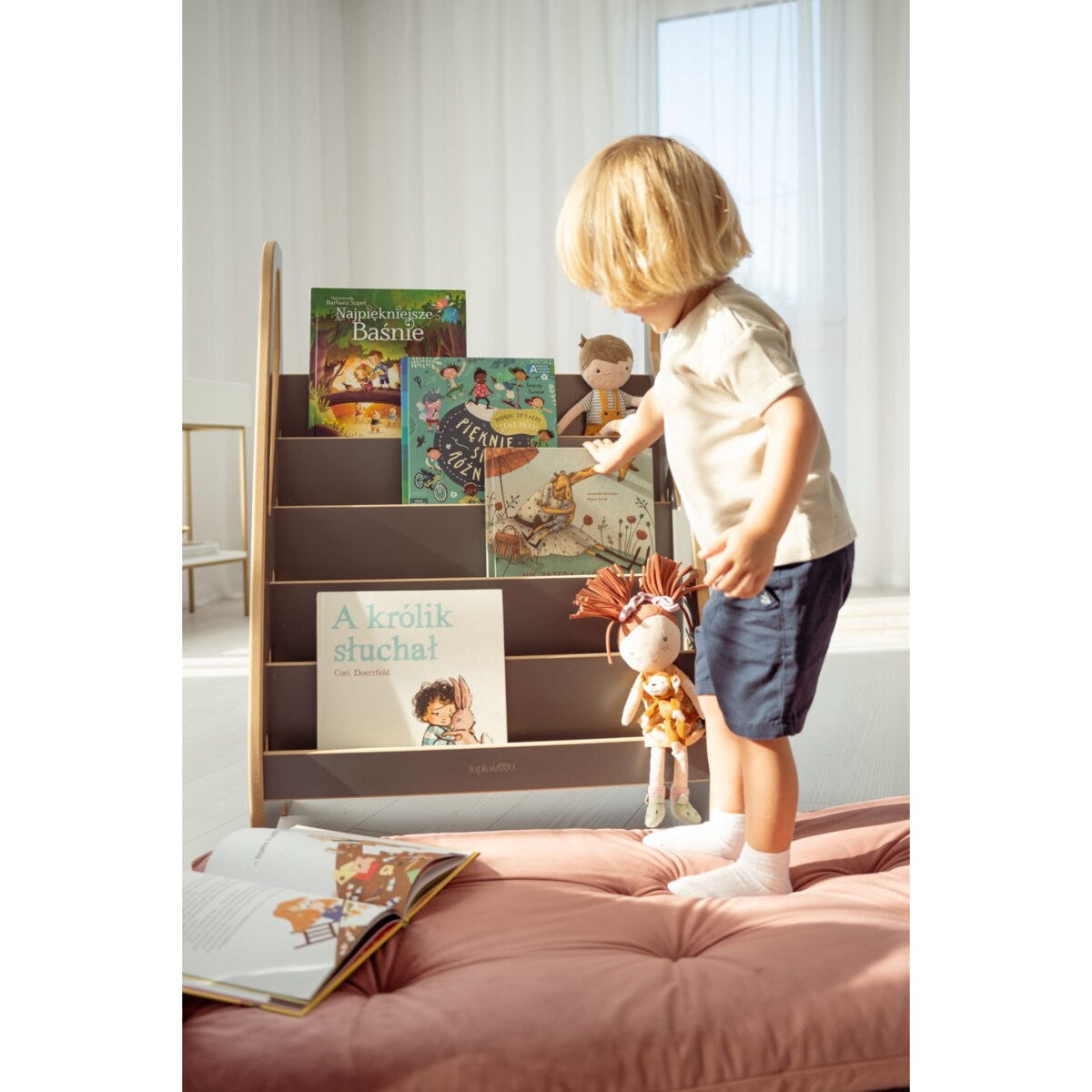 MINI biblioteczka montessori - szara