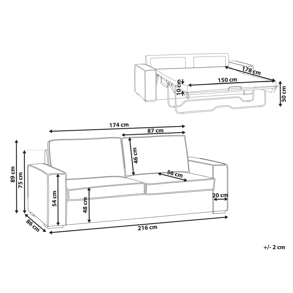Sofa rozkładana boucle złamana biel VUOKATTI