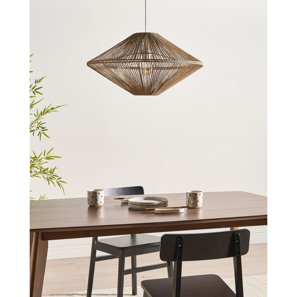 Lampa wisząca CAVES Papierowa plecionka Naturalny