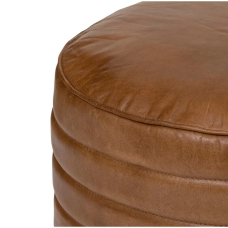 Pufa skórzana retro koniakowa Ø40x45 cm