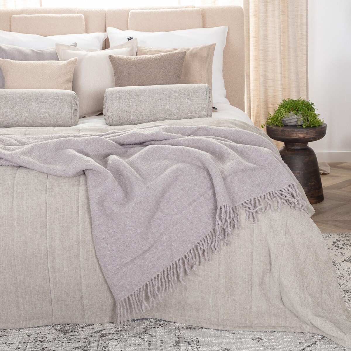 Pled Boucle 140x200cm light grey, 140 X 200 cm