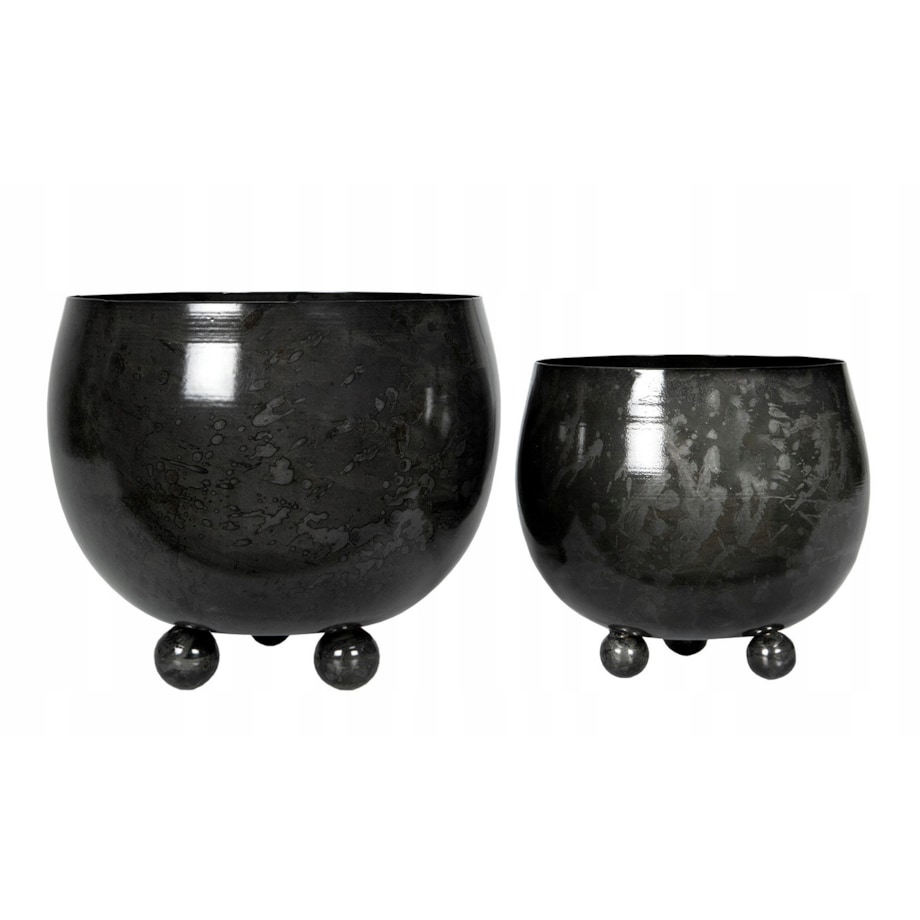 2 szt. DONICA PLISSE czarna metalowa