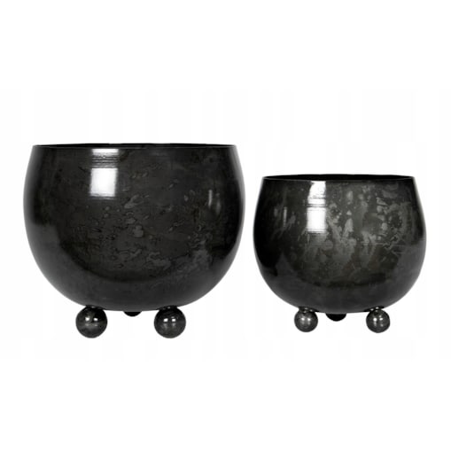 2 szt. DONICA PLISSE czarna metalowa