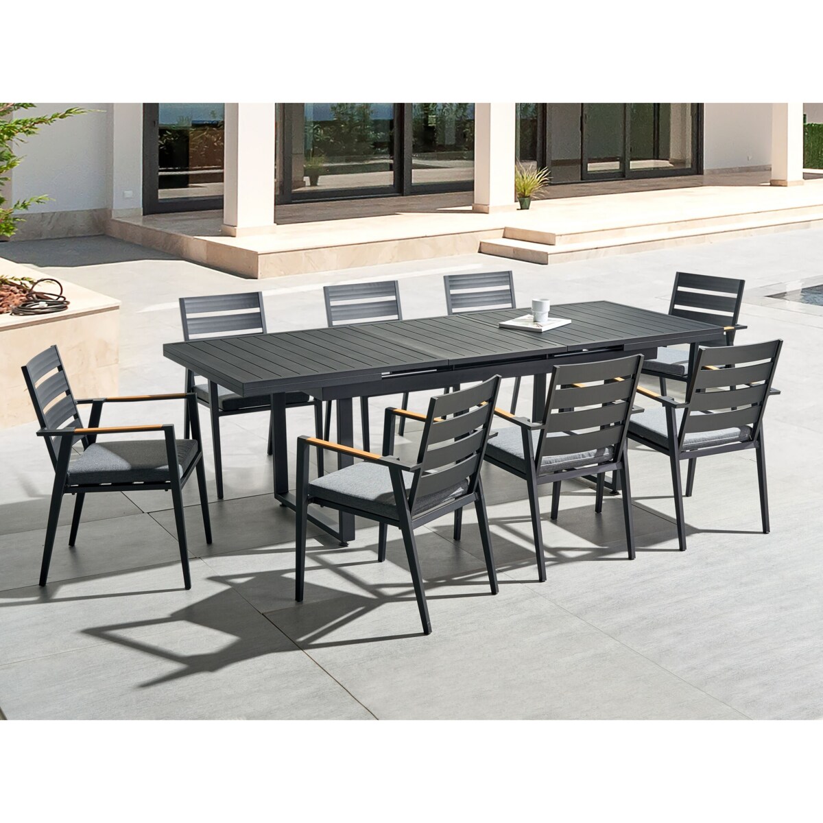 Stół ogrodowy rozkładany 180/240 x 90 cm czarny VALCANETTO