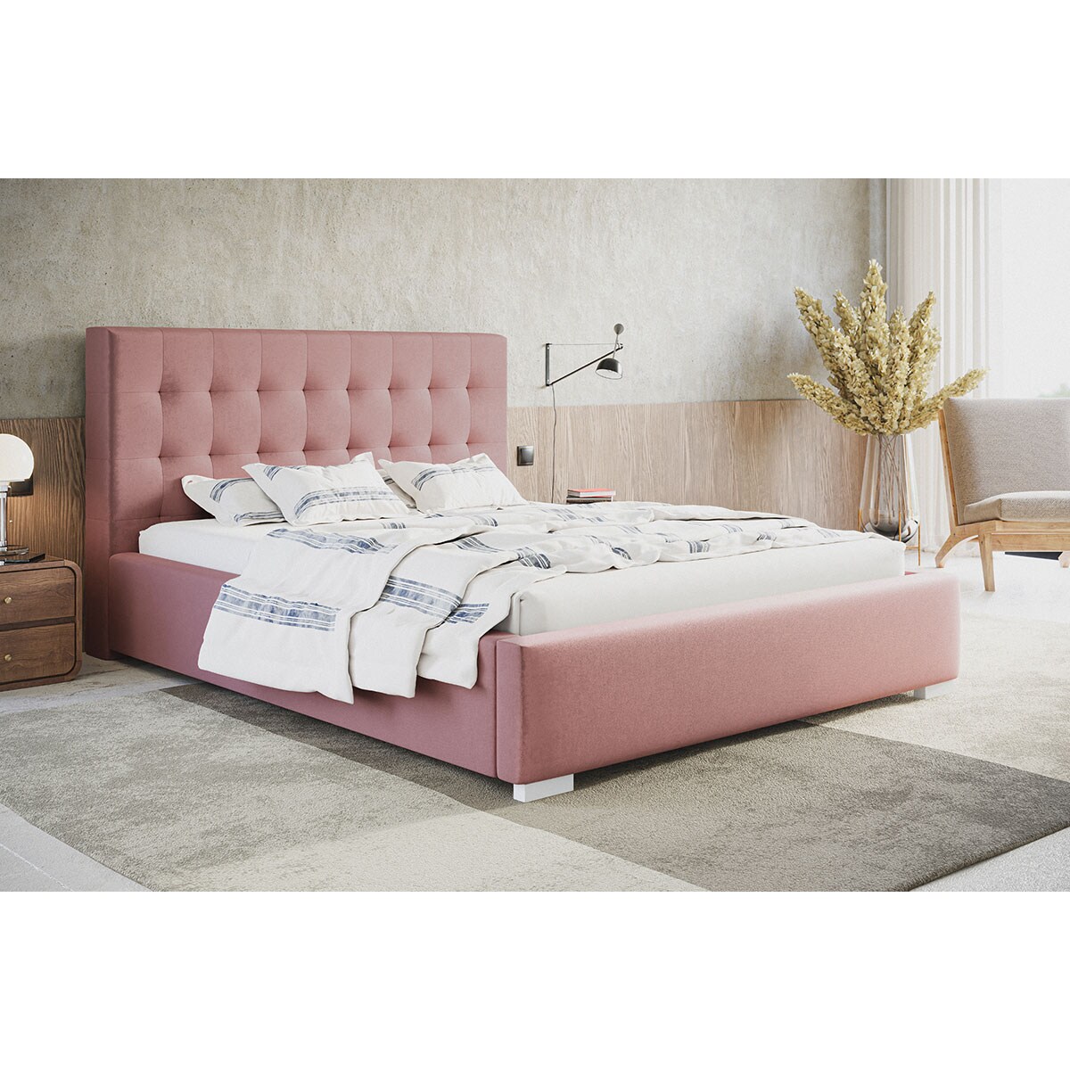 Łóżko do sypialni 140x200 BEN 2- różowe