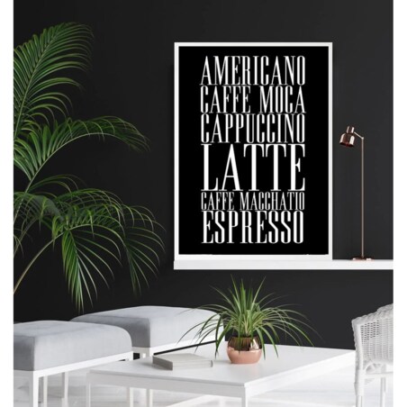 Poster Story, Plakat, Obraz - Popularne Kawy na Czarnym Tle, wymiary 30 x 42 cm