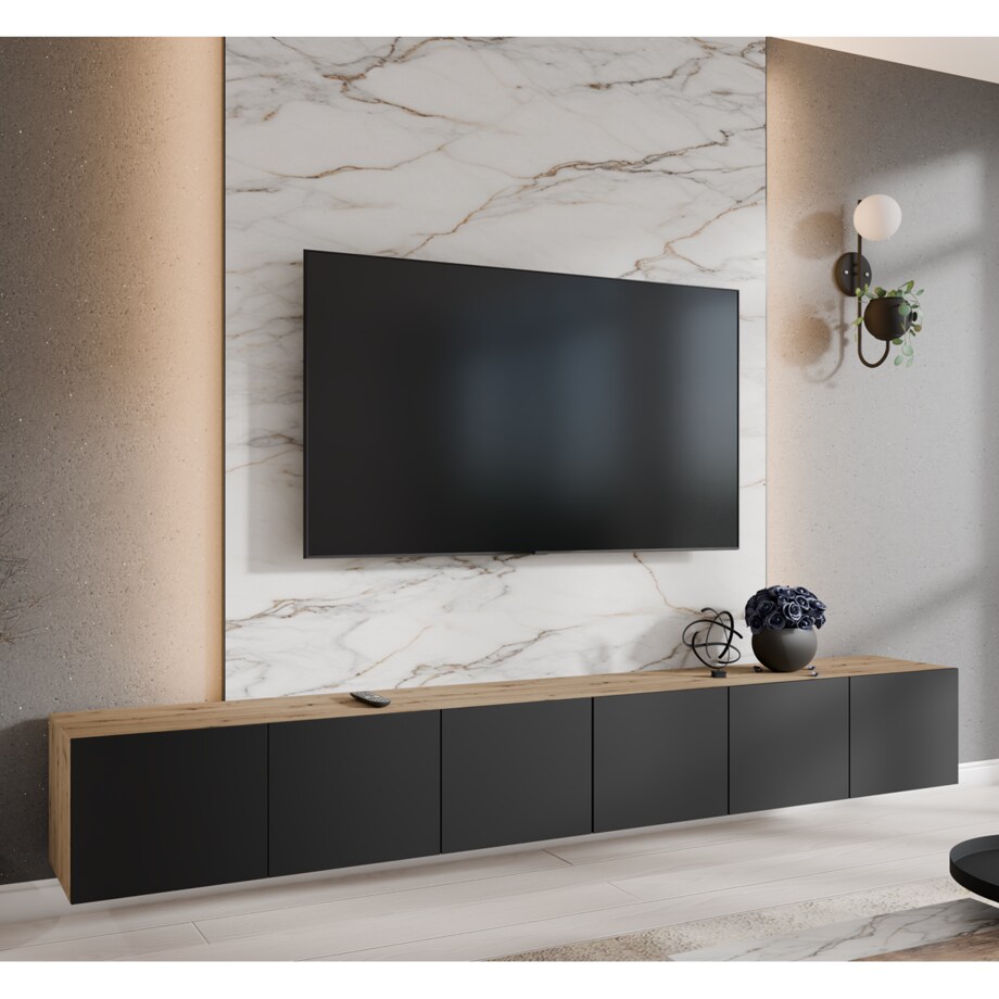 Szafka RTV LION 300 zamknięta pod telewizor, do salonu-artisan+czarny