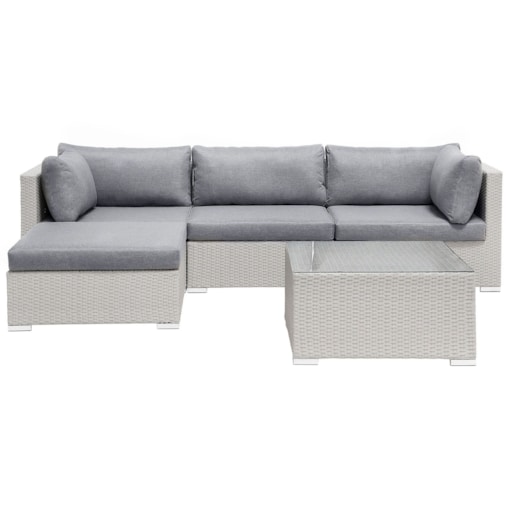 Zestaw ogrodowy z technorattanu 4-osobowy prawostronny szary SANO II