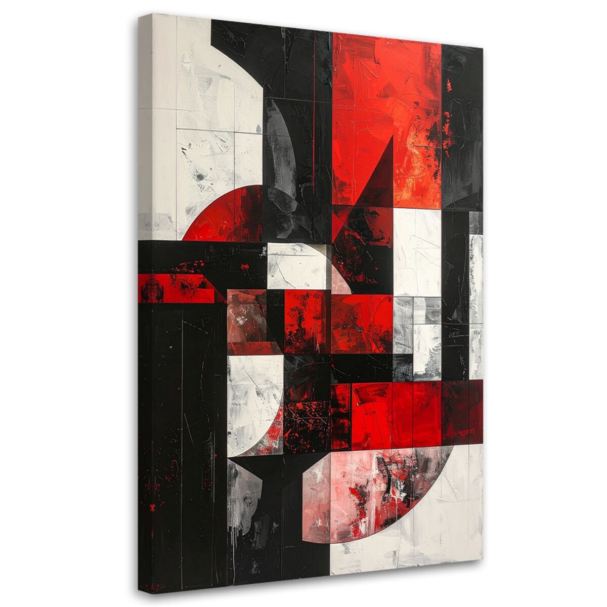 Obraz do salonu sypialni, Abstrakcja tekstura koła kształty czarno czerwony