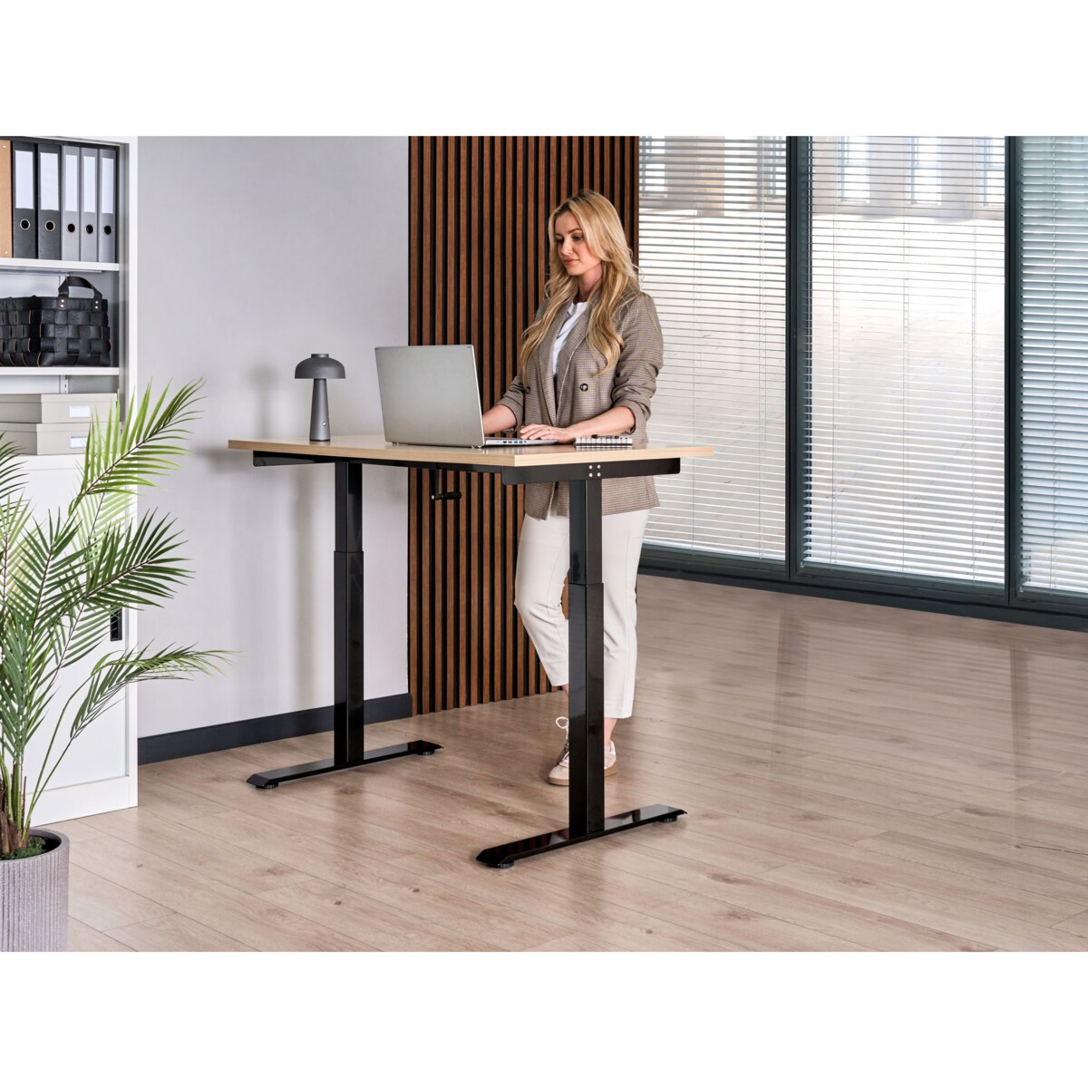 Biurko regulowane manualnie DESTINES Czarny/ jasny brąz 120 cm 60 cm