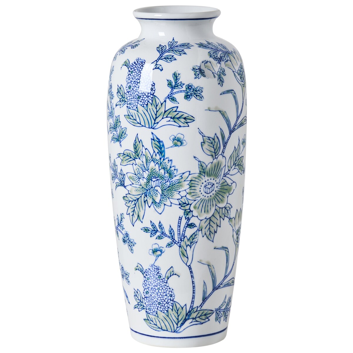 Wazon na kwiaty GUADIX Porcelana 35 cm Biały/ niebieski