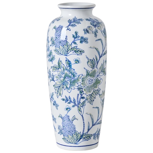 Wazon na kwiaty GUADIX Porcelana 35 cm Biały/ niebieski