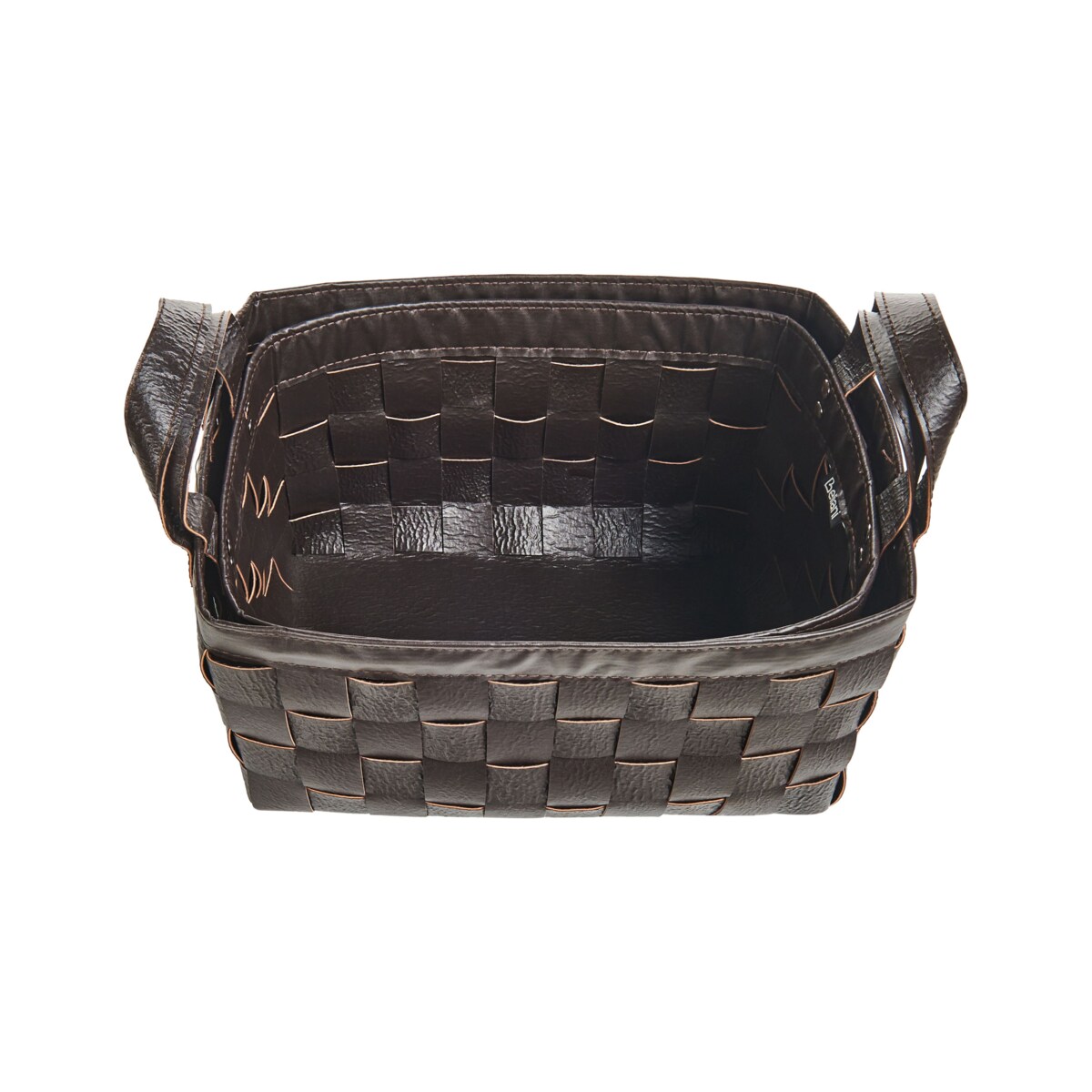 Zestaw 2 koszy z ekoskóry ciemnobrązowy SIPPAR