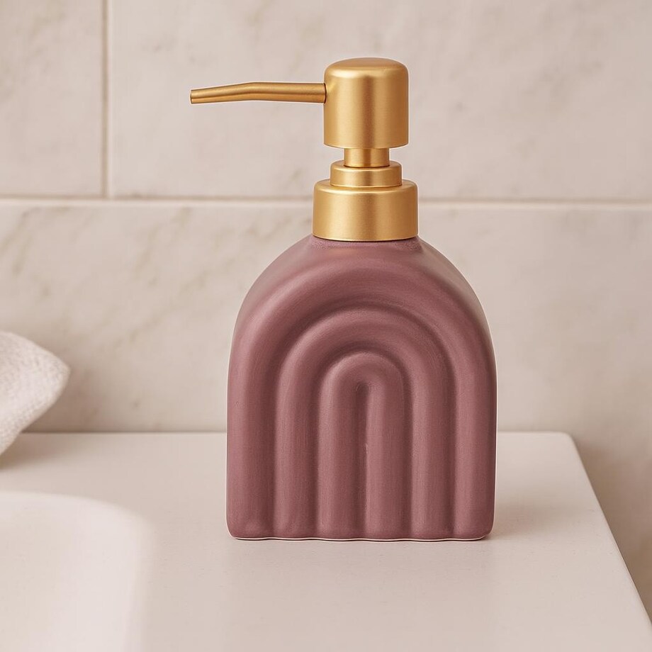 Dozownik na mydło 15x9x6 cm ceramiczny 320 ml TOPIK fioletowy