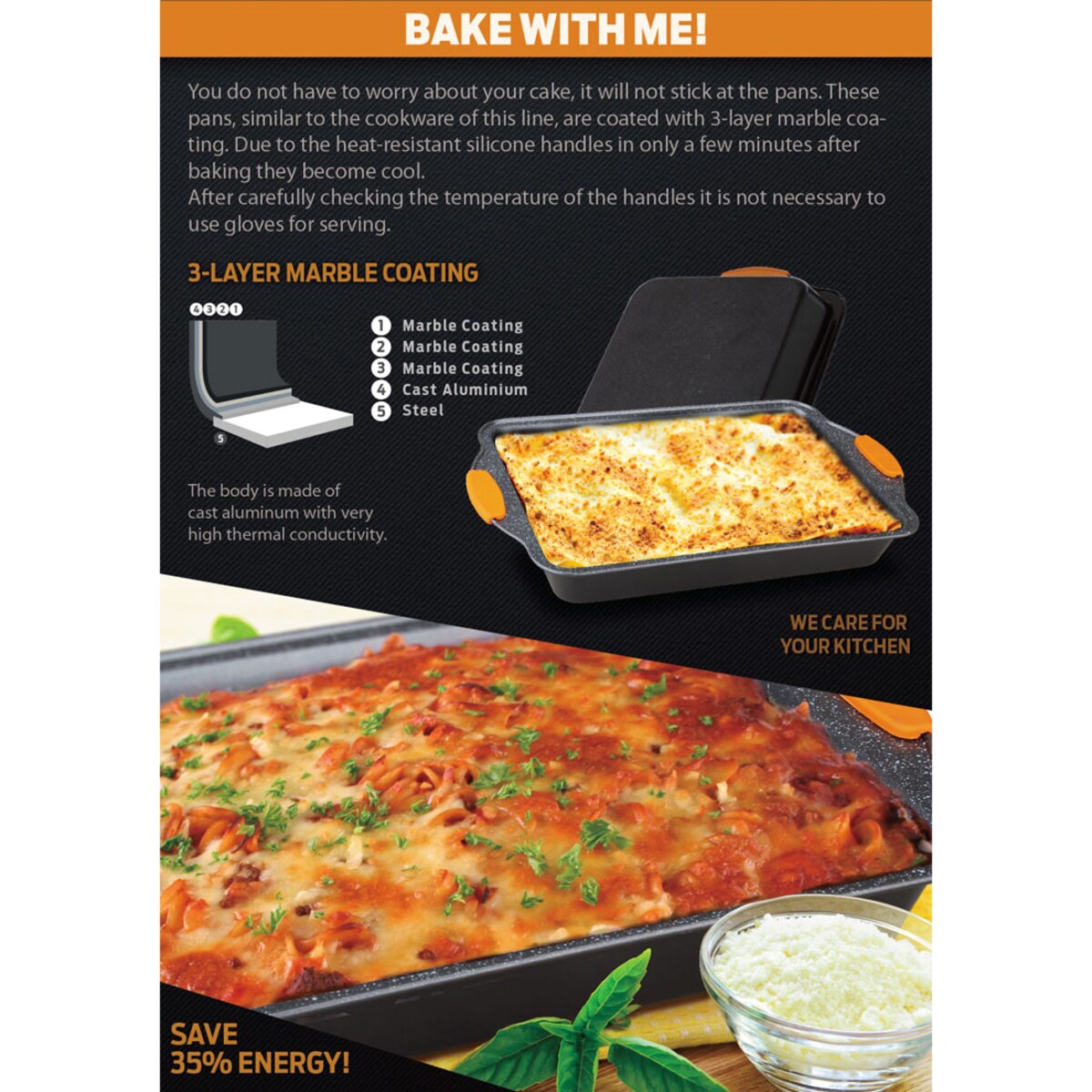 Zestaw 2 form do pieczenia ciasta BERLINGER HAUS Granit Diamond