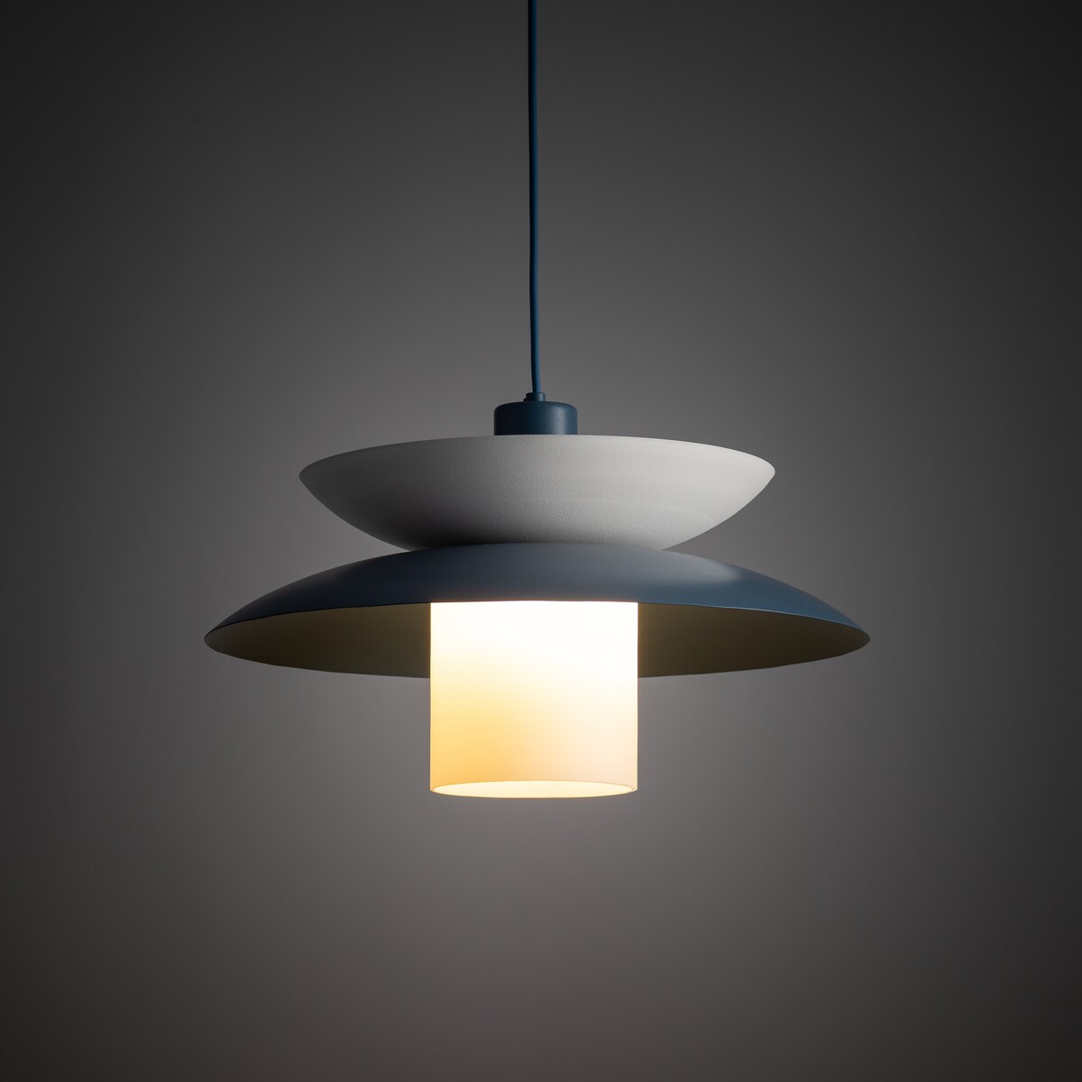 Lampa Wisząca Tk Lighting Verado Granatowa Biała Metalowa Z Kloszem