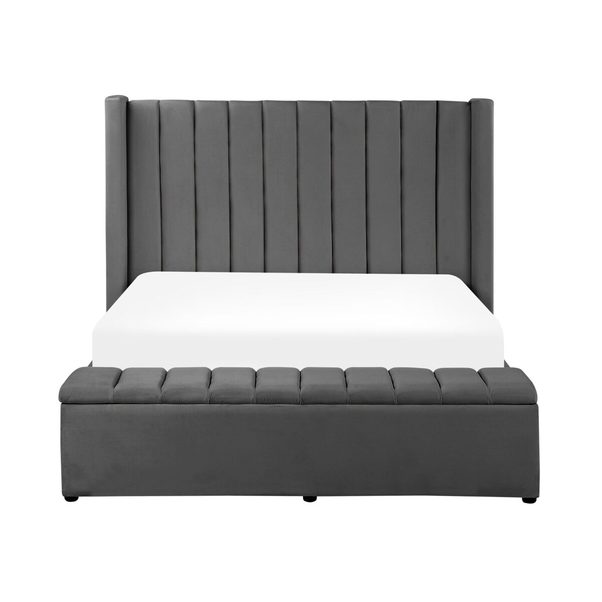 Łóżko welurowe z ławką 140 x 200 cm szare NOYERS