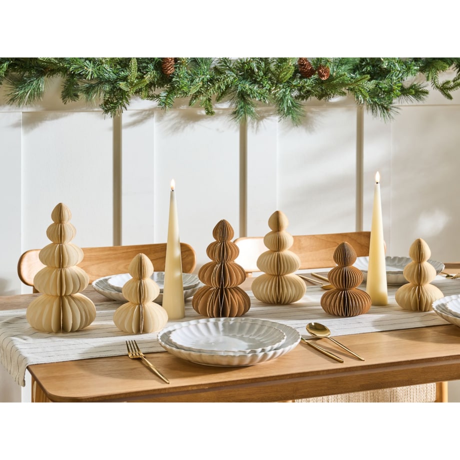 Zestaw 6 dekoracji świątecznych RANELVA Choinka 14/19/25 cm Brązowy/ beżowy