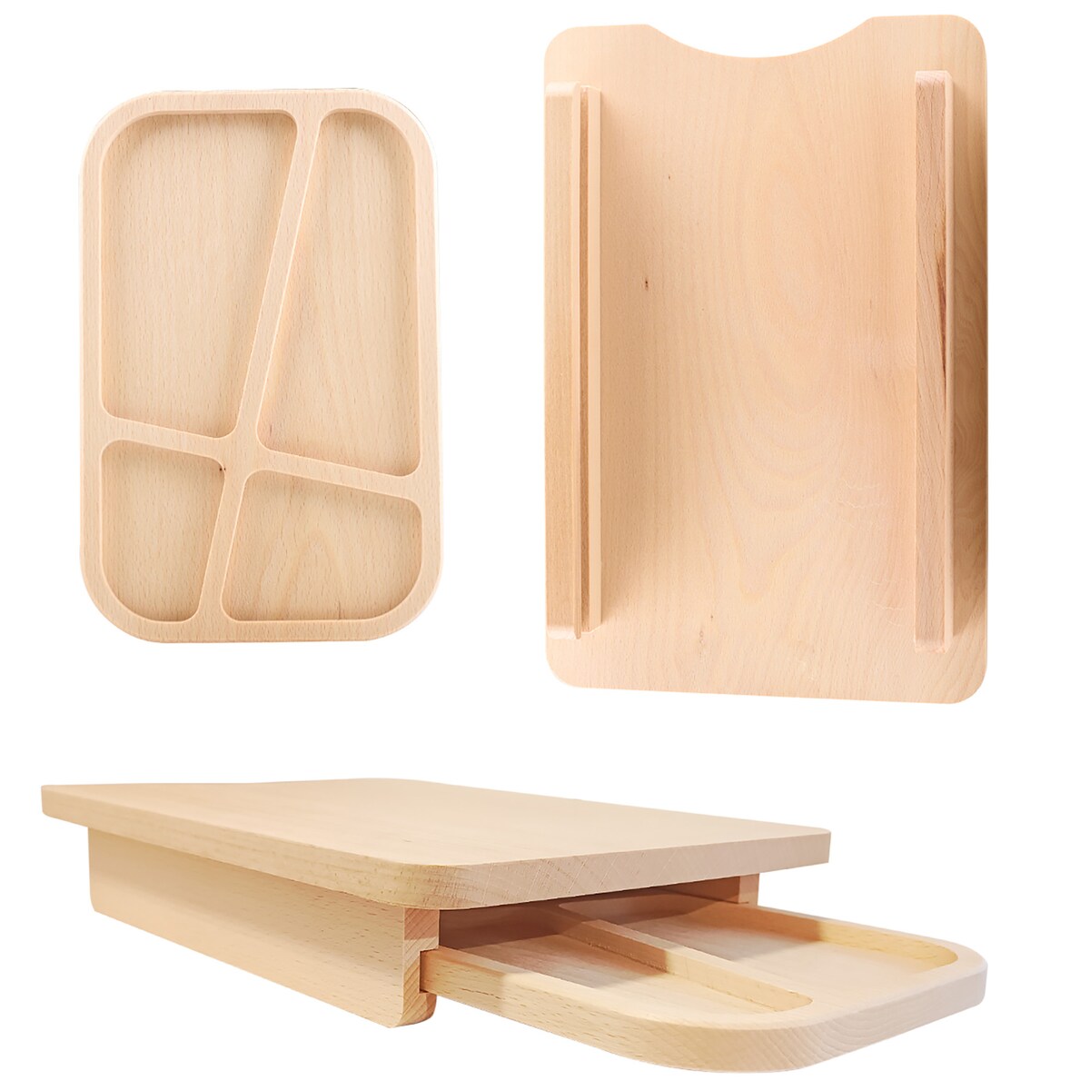 Deska Drewniana Do Krojenia Z Szufladą Tacką Do Kuchni Naturalne Drewno