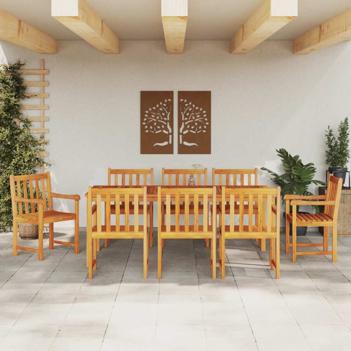 vidaXL Zestaw do jadalni w ogrodzie 9 pcs Brązowy lite drewno akacjowe