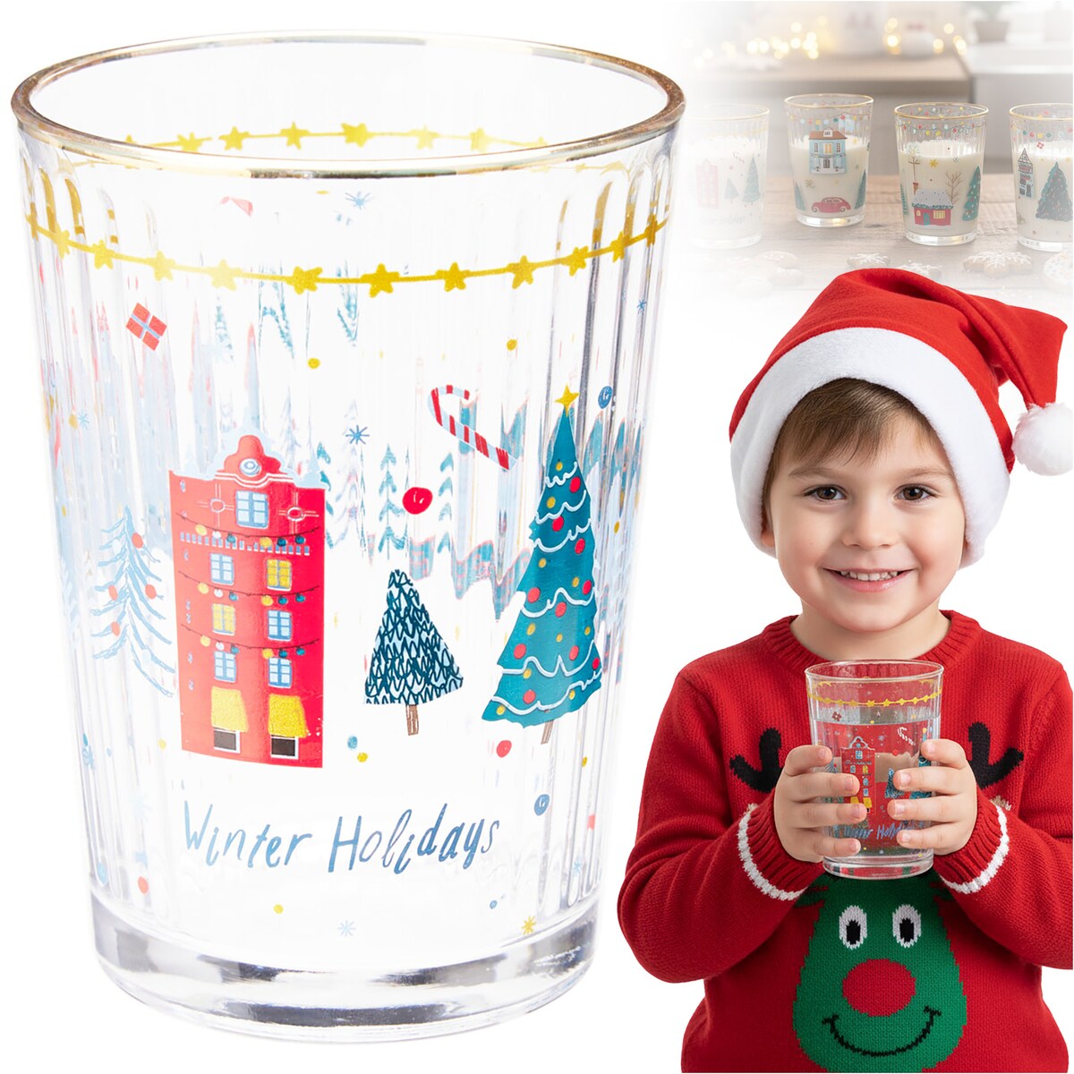 Szklanki Świąteczne Do Napojów Szklany Kubek Świąteczna Na Prezent 500 Ml