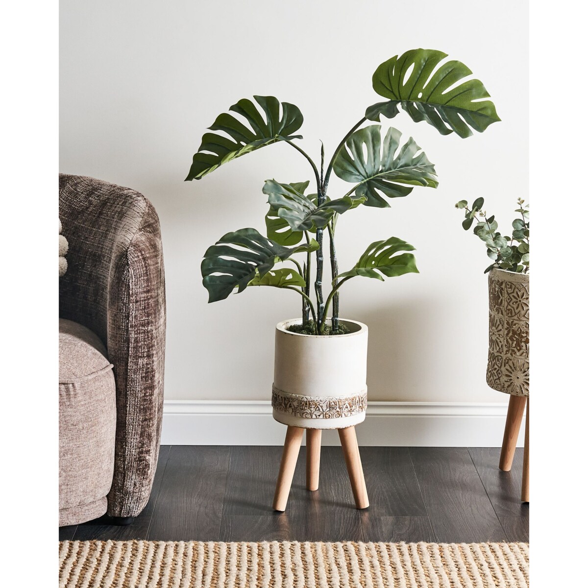 Doniczka na nóżkach SKIATOS Ceramika 22 cm Złamana biel