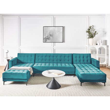 Narożnik rozkładany 5-osobowy welurowy morski ABERDEEN