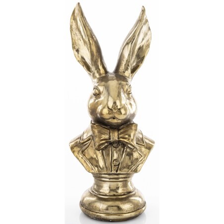 Figurka - duże popiersie królika 48x21x16 cm TORACE - na okrągłej podstawie złoty
