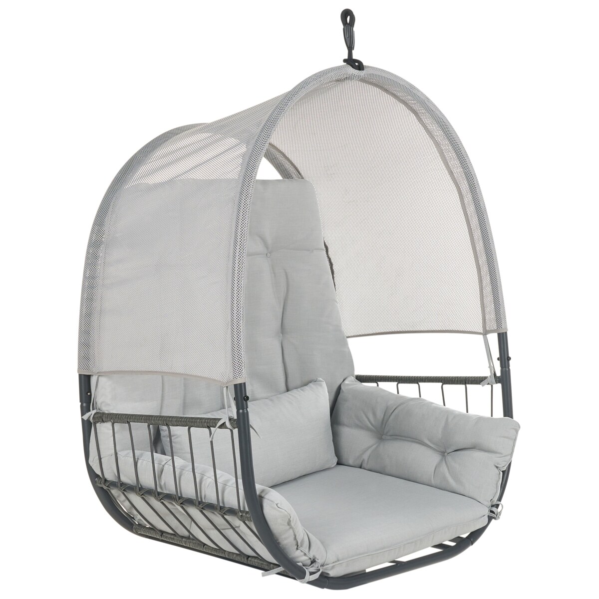 Fotel wiszący ze stojakiem ALVIANO Jasnoszary