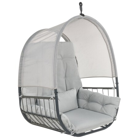 Fotel wiszący ze stojakiem ALVIANO Jasnoszary