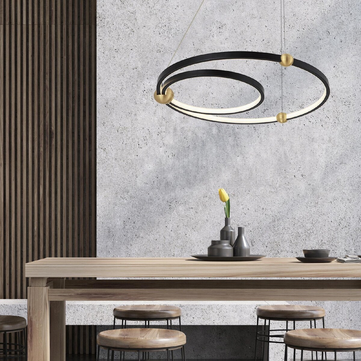 Lampa Wisząca Led Black Ring Czarna + Pilot 30X50
