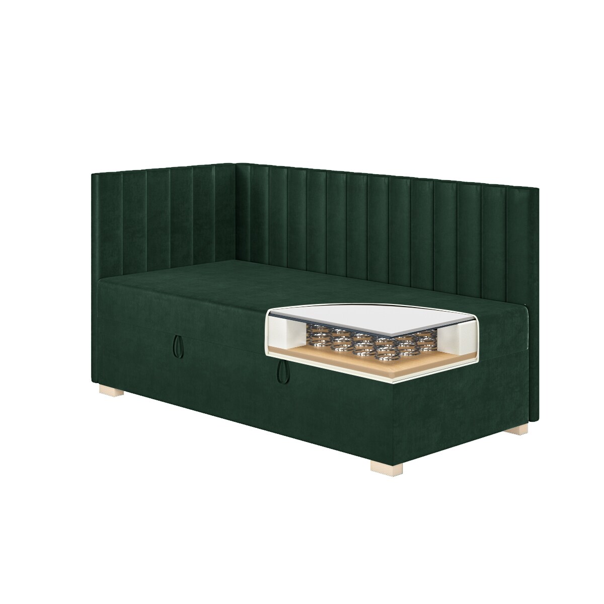 Mesonica Łóżko Snugi, linie zielone, 90x200, Lewostronne