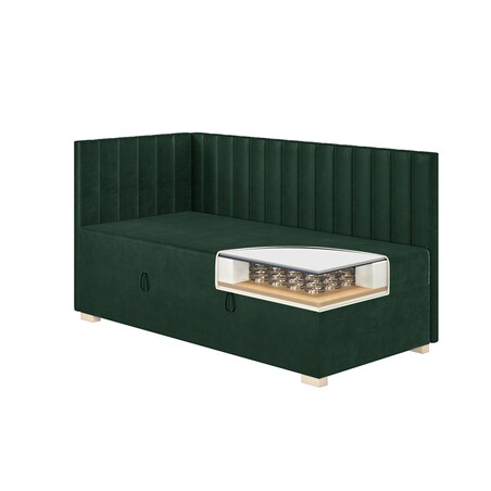 Mesonica Łóżko Snugi, linie zielone, 90x200, Lewostronne