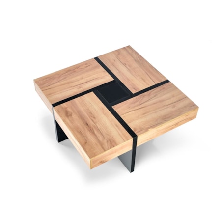 STOLIK KAWOWY Sisel Z SZUFLADAMI dąb craft czarna podtsawa