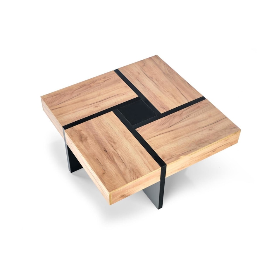 STOLIK KAWOWY Sisel Z SZUFLADAMI dąb craft czarna podtsawa