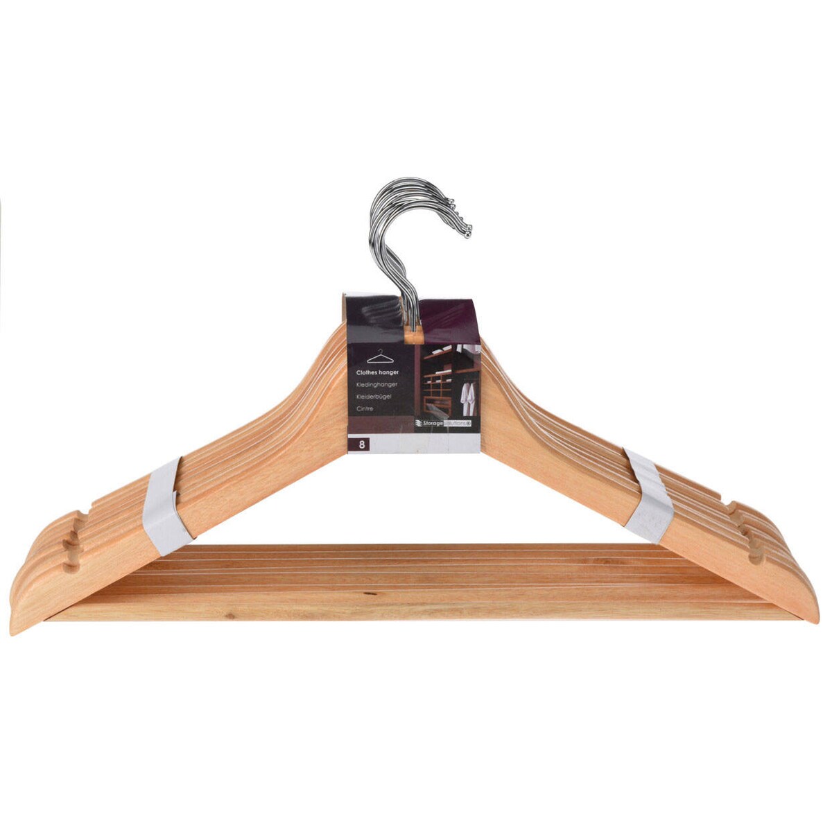 Drewniane wieszaki na ubrania, 8 sztuk