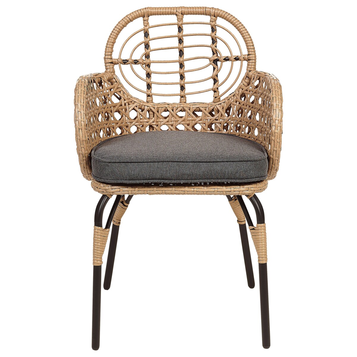 Zestaw 4 krzeseł ogrodowych z poduszkami PRATELLO Technorattan Naturalny