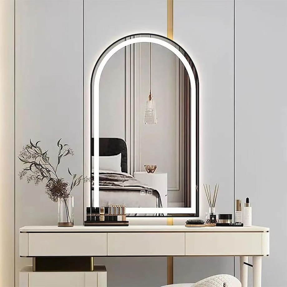 Lustro ścienne LED z czarną ramą DASH BLACK 60x100cm