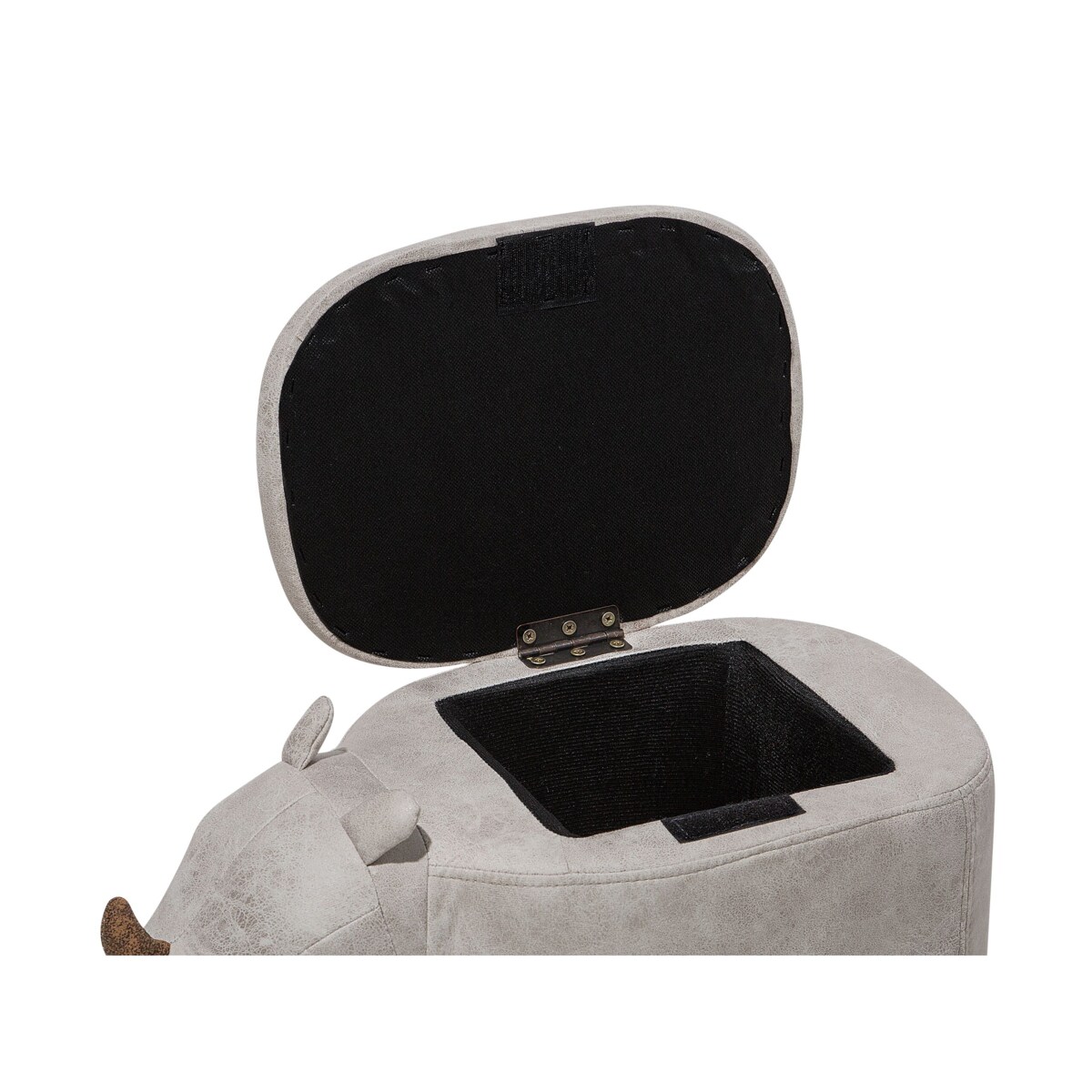 Pufa zwierzak ze schowkiem ekoskóra jasnoszara RHINO