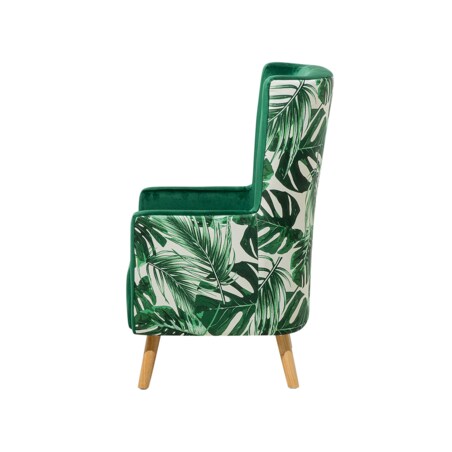 Fotel uszak welurowy zielony ONEIDA