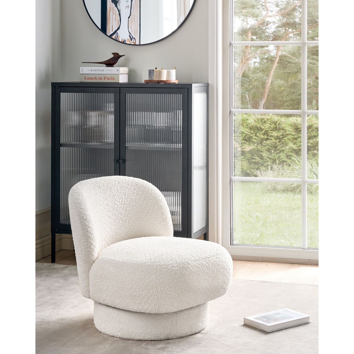 Fotel obrotowy AYLO Boucle Złamana biel