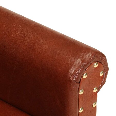 vidaXL Fotel klubowy, brązowy, skóra naturalna
