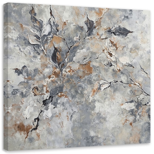 Obraz nowoczesny Glamour Abstrakcja Rośliny Botanika Szary Złoty 60x60