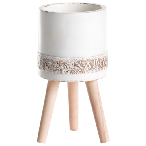 Doniczka na nóżkach SKIATOS Ceramika 22 cm Złamana biel