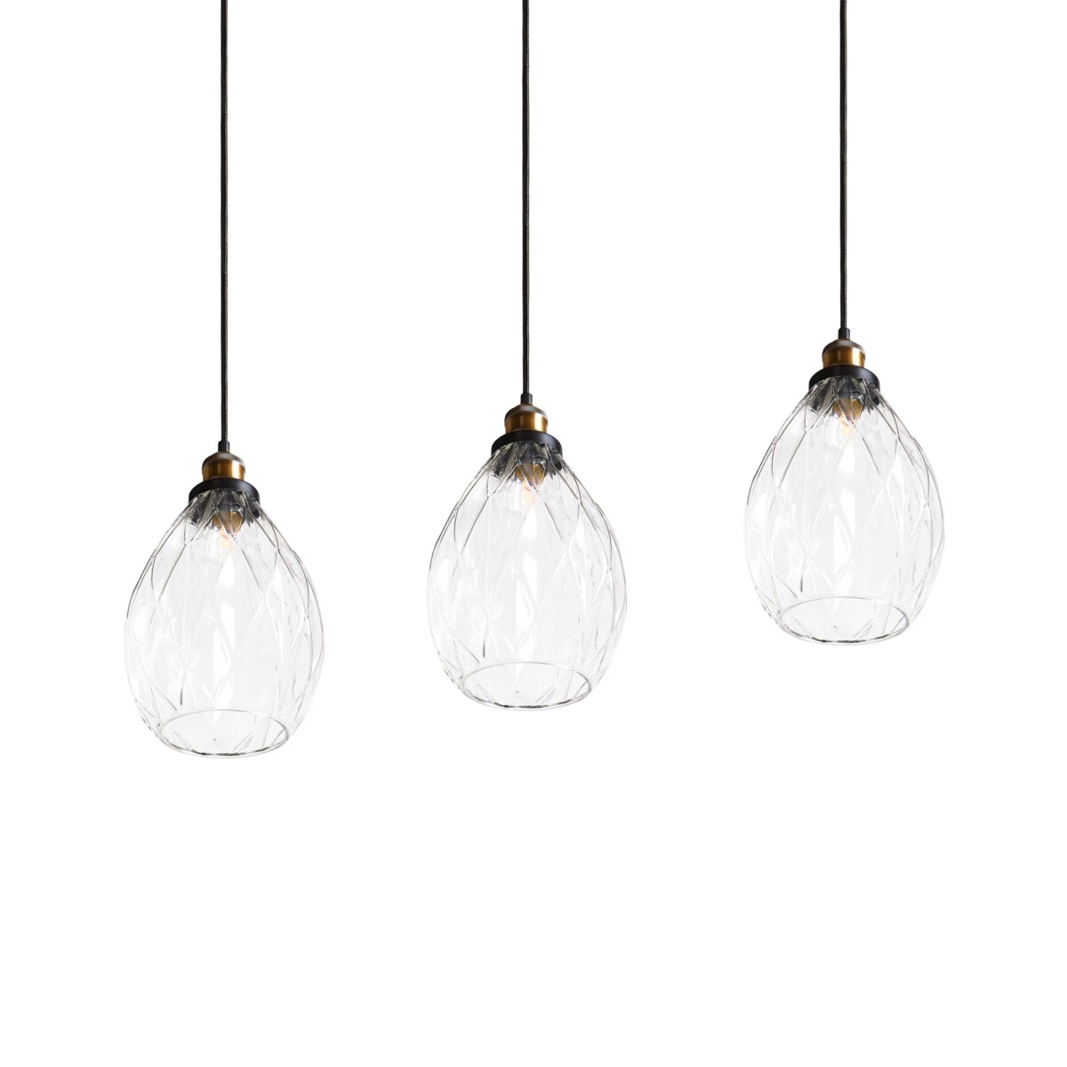 Lampa wisząca szklana 3-punktowa przezroczysta COOSA