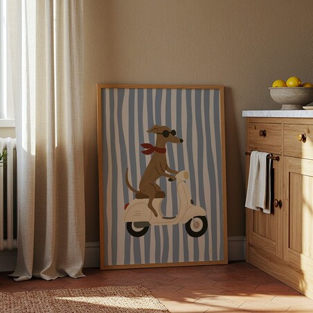 plakat pies na vespie 70x100