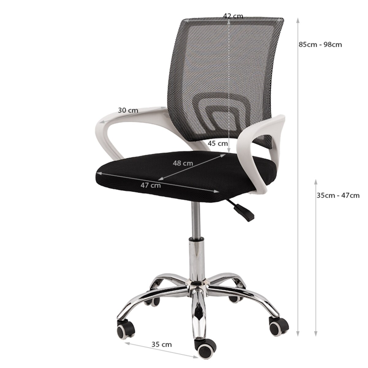 Krzesło biurowe fotel obrotowe regulowane młodzieżowe szare